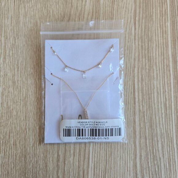 Lulus Alluring Sparkles 14kt Gold Rhinestone Layered Necklace New With Tags - Picture 4 of 16